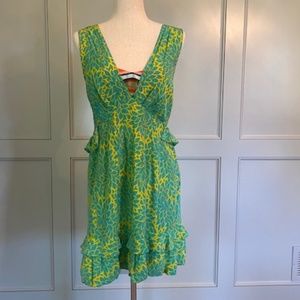 Nanette Lepore Green and Yellow Short Dress